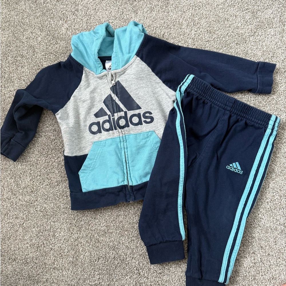 Adidas Kids Blue and Gray Tracksuit